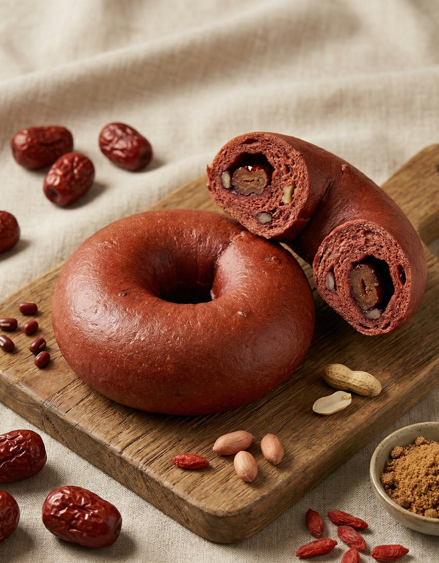 紅棗內餡貝果-印加果粉配方-高蛋白早餐