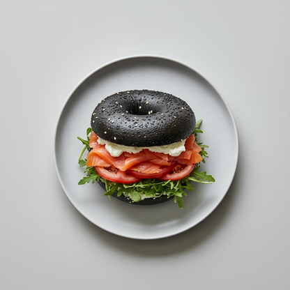 黑芝麻貝果三文治，適合低碳水/低糖的健康飲食輕食